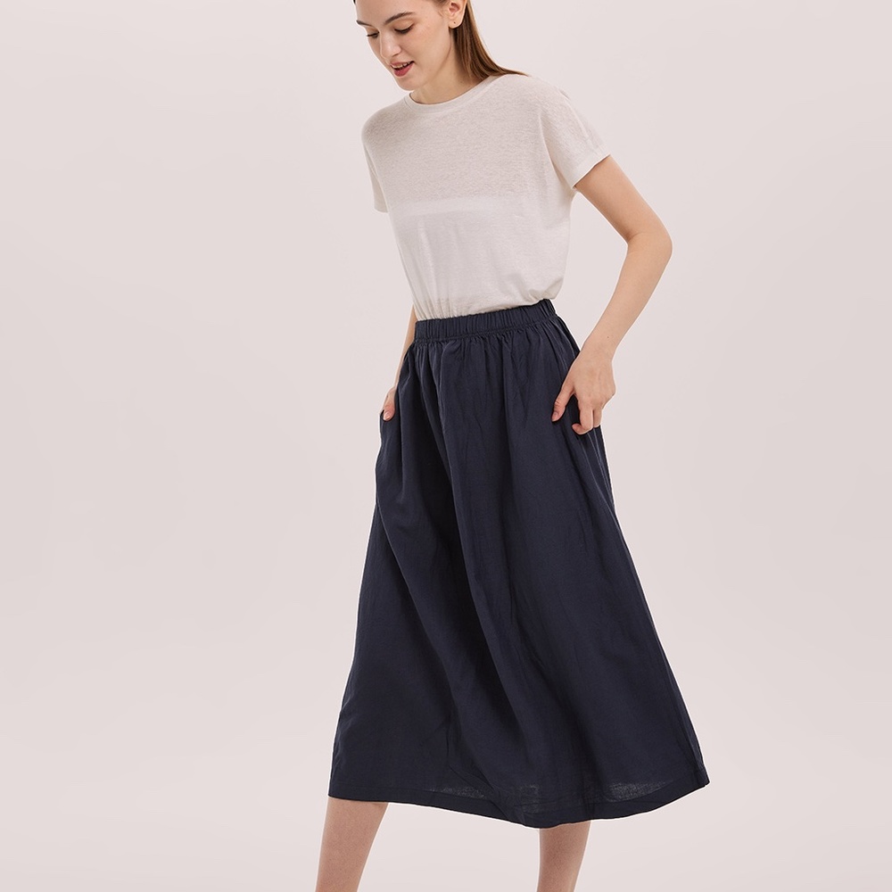 Wilfred Navy Midi Skirt